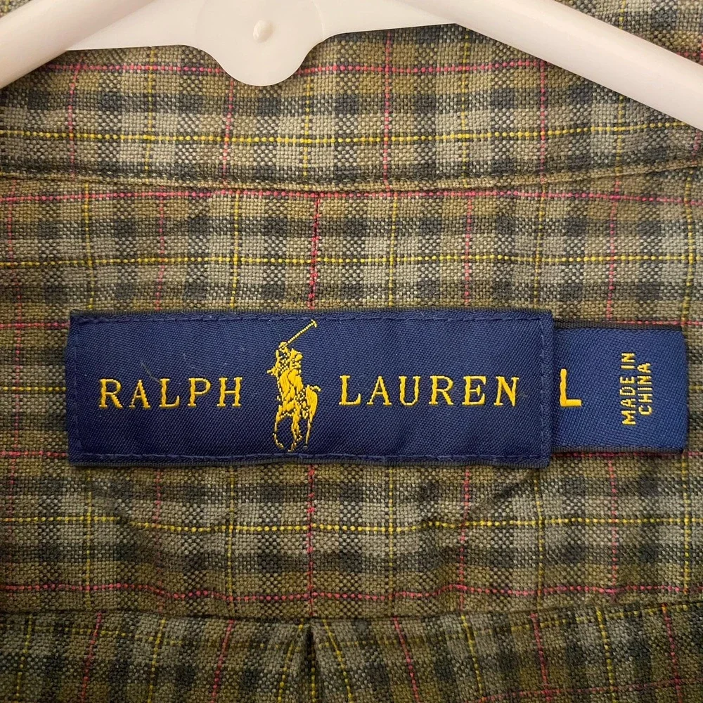 Polo Ralph‎ Lauren Button Down Shirt Men's Large Long Sleeve Plaid Green